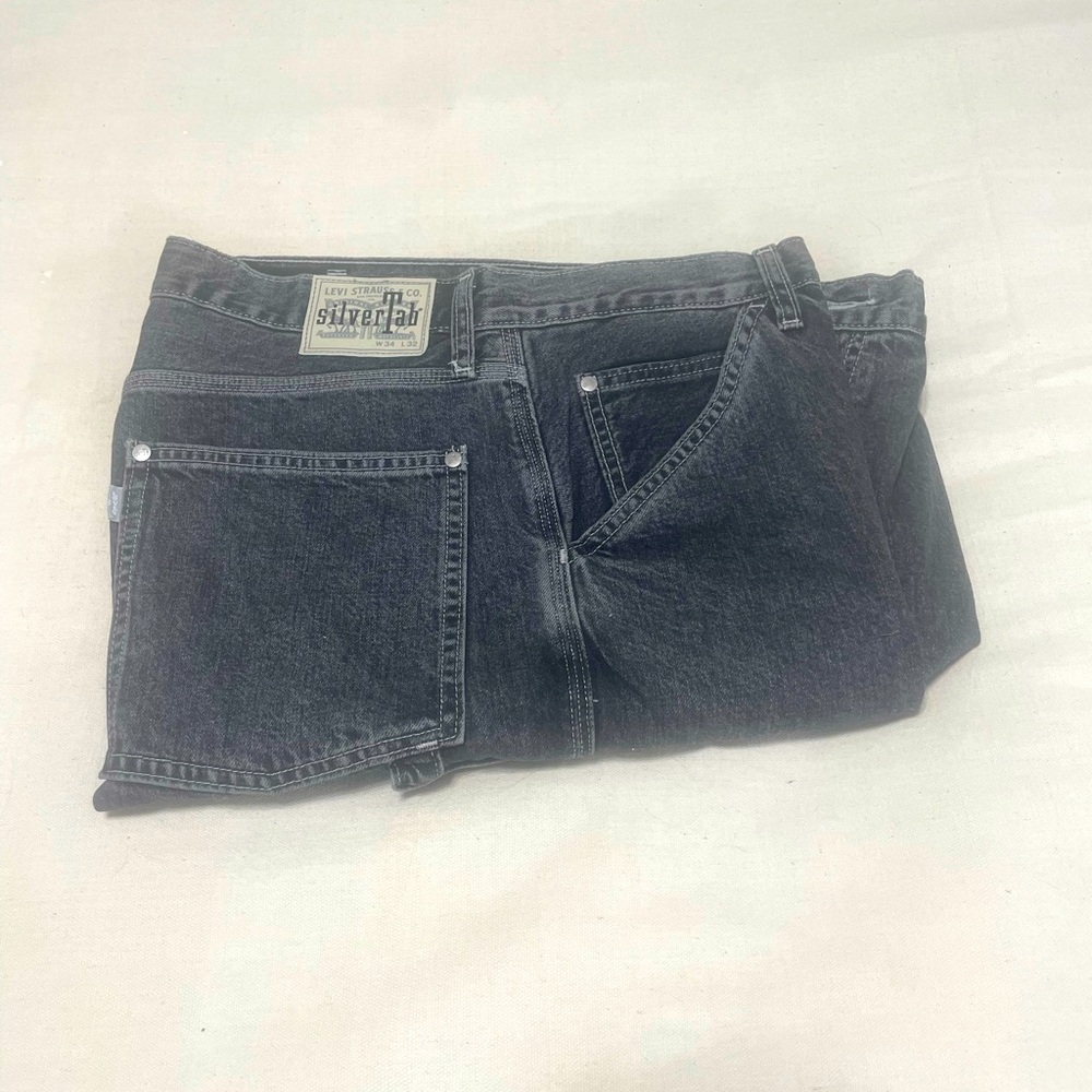 NEW Dark Washed Grey Levi’s Loose Fit Silver Tab Carpenter Jeans 34x32 NWT